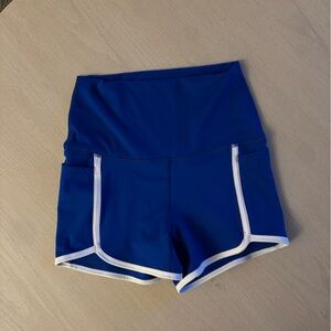 Yogalicious Royal Blue Athletic Shorts with White Accents